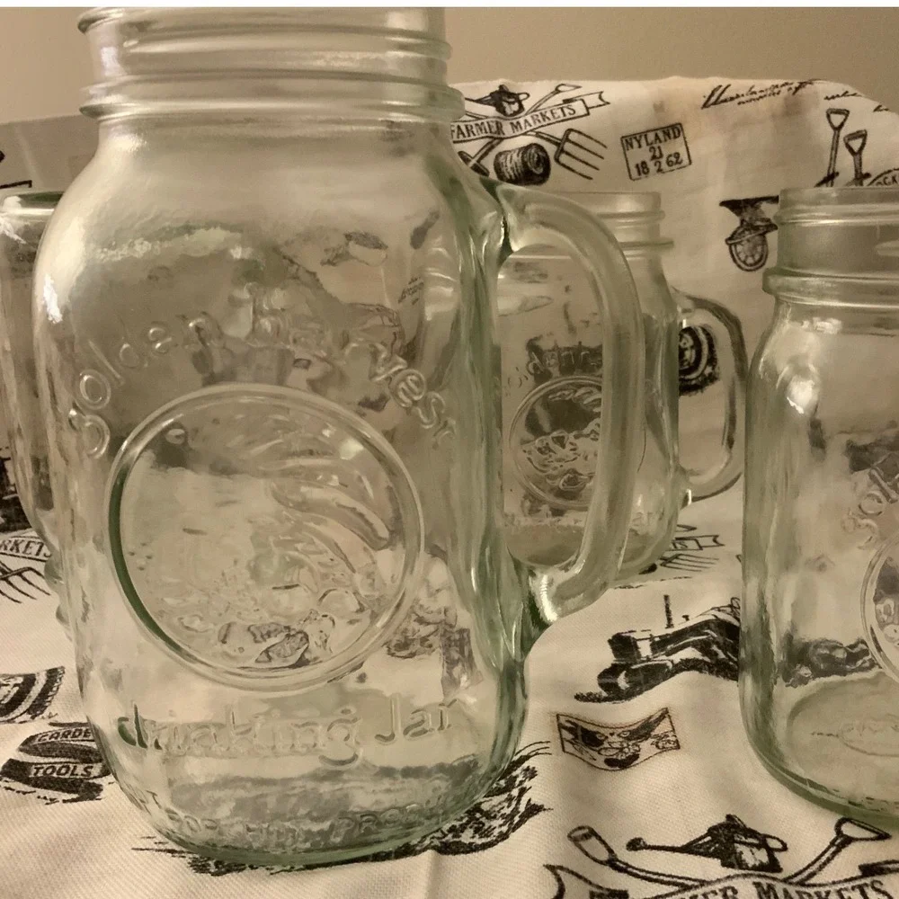 Set of 4 vintage antique Golden Harvest Drink Glass. 3 Med, 1 Large